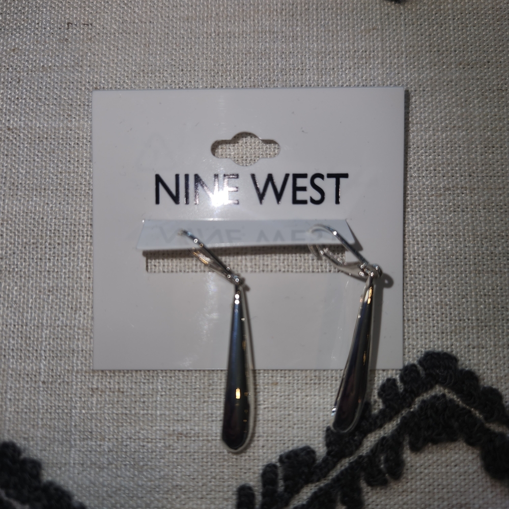 Nine West Shiny Silver Teardrop Earrings